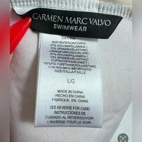 CARMEN MARC VALVO SWIMWEAR Ruched Tube Top Swim Top Size L - Picture 2 of 4